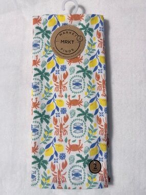 MRKT Finds Coastal Crab & Lobster Kitchen Towels - Multicolor